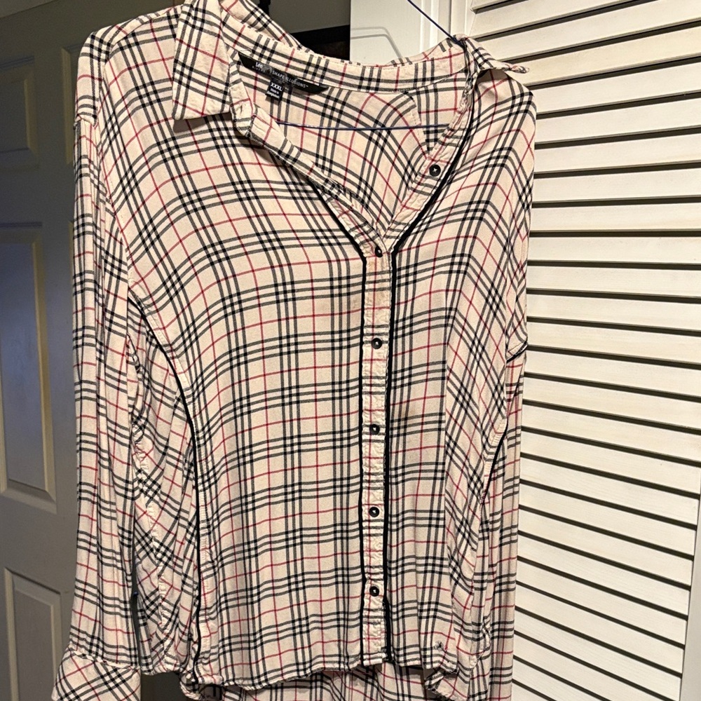 Lee Black and Cream Plaid Button-Down Shirt